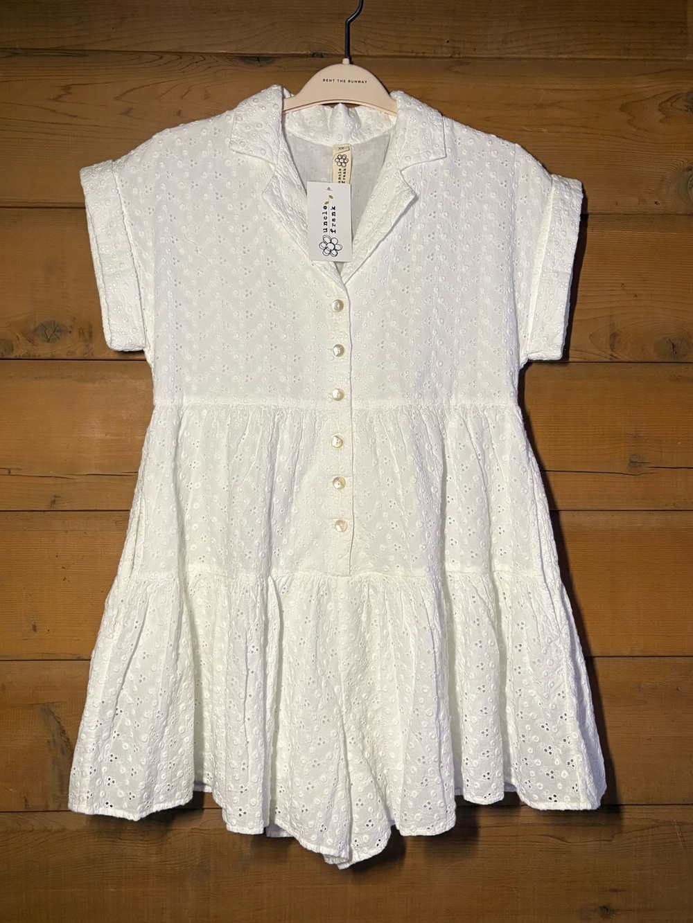 Uncle Frank White Eyelet Mini Dress- Romper- White Graduation Dress- Size XS - Picture 2 of 12
